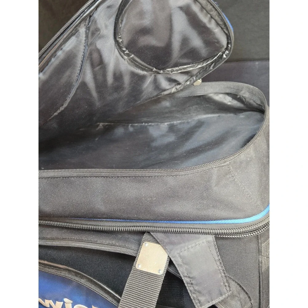 Brunswick Double Ball Bowling Bag Rolling 2 Ball Roller Blue Black Wheels